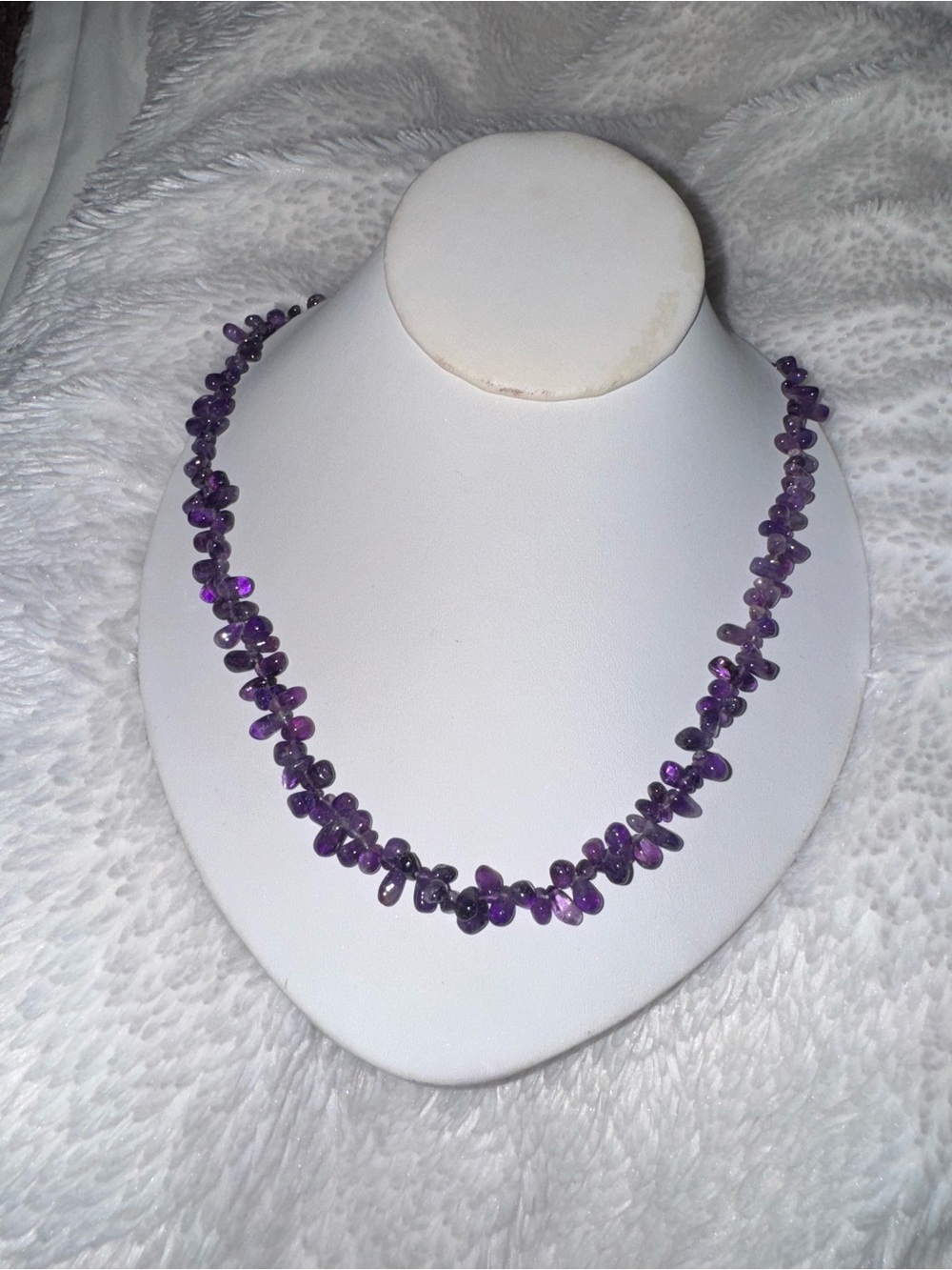 Beautiful Amethyst Briolette Smooth Gemstone Handmade Necklace 18"